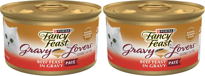 Purina Fancy Feast Gravy Lovers Beef Feast Pate in Wet Cat Food Gravy - (Pack of 24) 3 Oz. Cans10