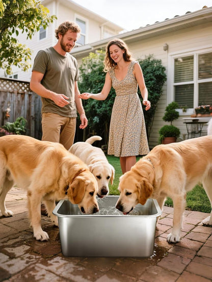 4 Gallons Extra Large Dog Bowls - High Capacity Food Grade Stainless Steel Dog Water and Food Bowl No Spilling, Durable for X-Large Multiple Large Breed Dogs Indoor Outdoor5