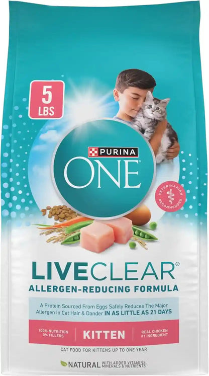 Purina ONE Liveclear Allergen-Reducing Dry Kitten Food Formula with Real Chicken as the Number One Ingredient - 5 Lb. Bag1