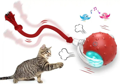 Giociv Interactive Cat Toys Ball for Indoor Cats Fast Rolling on Carpet, Chirping & Motion Activate Cat Toys (Red)1