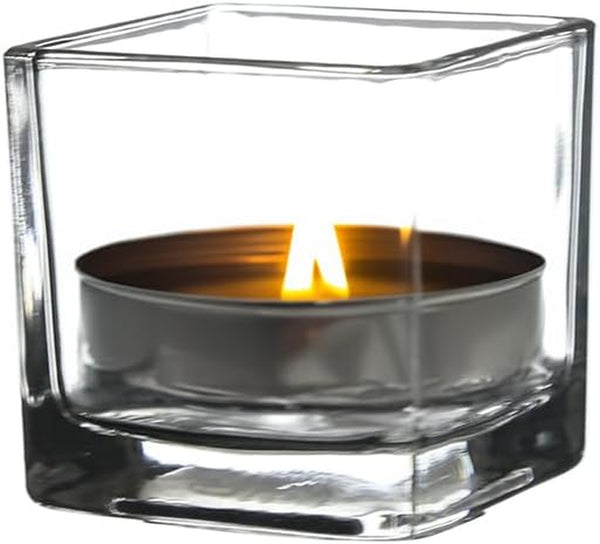 WGV 2 Inch Tea Light Votive Candle Holder, Clear, Square Cube 2”X2”, Small Tiny, Home Décor, Table Top, 1 Pc1