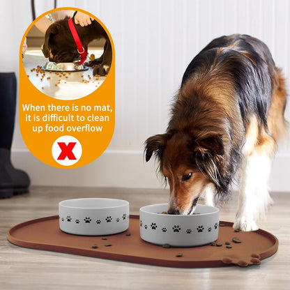 Silicone Pet Placemat, Waterproof Pet Feeding Bowl Mat, Brown, 24" * 16"3