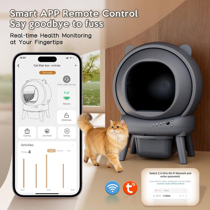 Automatic Litter Box, Self Cleaning Litter Box with App Control, Large Capacity for Multiple Cats, Noise & Odor Control, Dual Safety Sensors, Easy Maintenance with 2 Roll Garbage Bags, Gray4