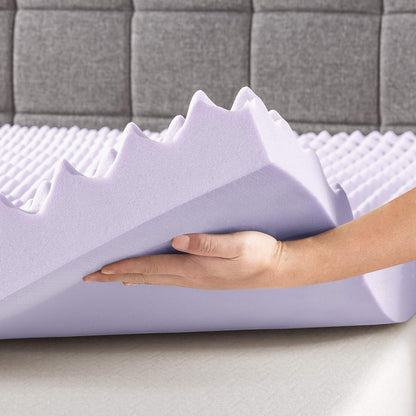 3 Inch Egg Crate Memory Foam Mattress Topper with Soothing Lavender Infusion, Certipur-Us Certified, Dorm Essentials, Twin5