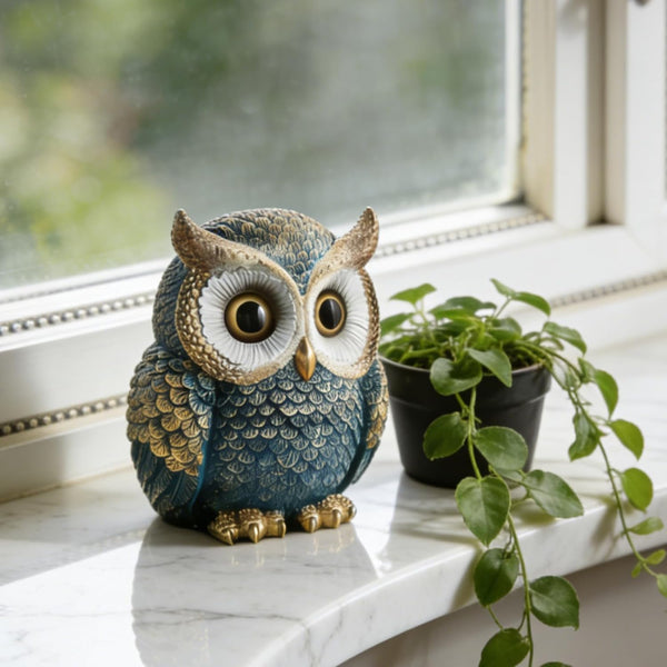 Owl Statue Home Decor, Owls Figurine for Bookshelf | Decorative Sculpture for Table, Bird Ornament for Desk, Ideal Decoration Gift for Birthday Christmas Anniversary4