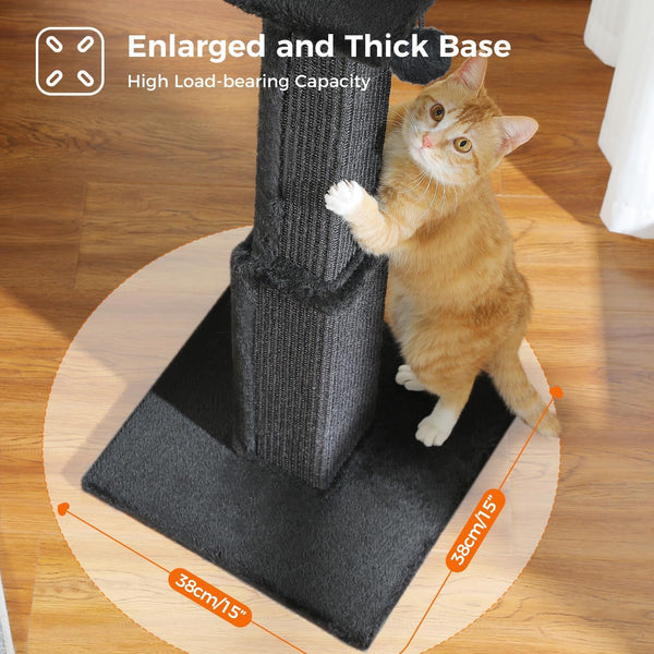 PAWZ Road Large Cat Scratching Post 32" Tall Black Cat Scratcher | Heavy Duty Cat Post with 16X16”Large Base Covered Sturdy Woven Sisal Scratcher and Cat Toy Ball for Adult and Indoor Cats6