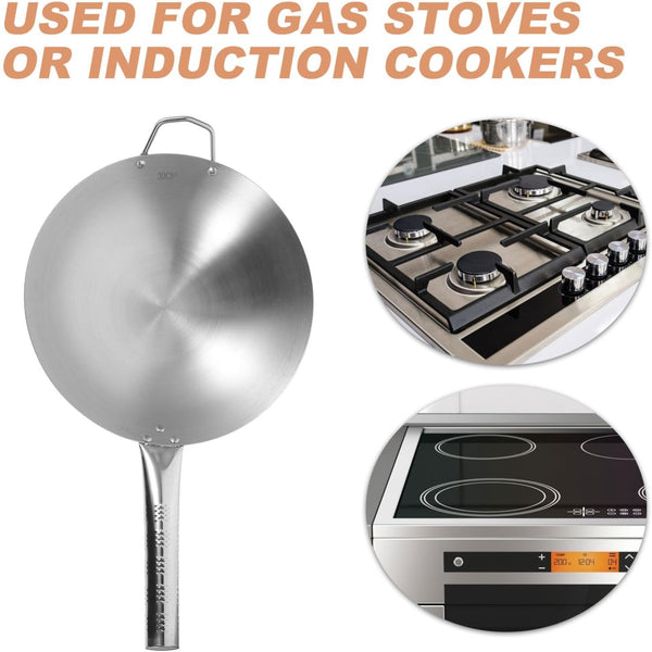 Non-Stick Wok Stainless Steel Frying Pan Long Handle Big Pan for Induction2