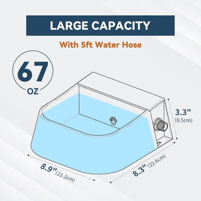 Outdoor Water Bowl for Dogs– 2L Automatic Dog Water Dispenser with 59" Hose and Float Valve, Ideal for All Kinds of Animals (Fits 3/4" GHT Faucet)6