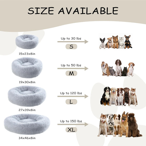 Bunlitent 39 Inch Calming Dog Bed, Donut Dog Bed for Large Sized Dog, Grey | Plush Anti-Anxiety, Donut Shape, Warming Cozy, round Cuddler Nest, Soft Cute,Marshmallow Cuddler Nest Pet Bed4