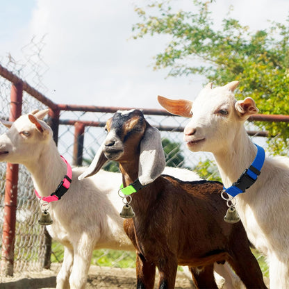 3 Pack Goat Collars with Loud Bells, Anti-Lost Grazing Pet Collar | Adjustable Collar & Copper Bells Small Farm Animals Accessories for Livestock, Sheep, Calf (13.8"-20.9")7