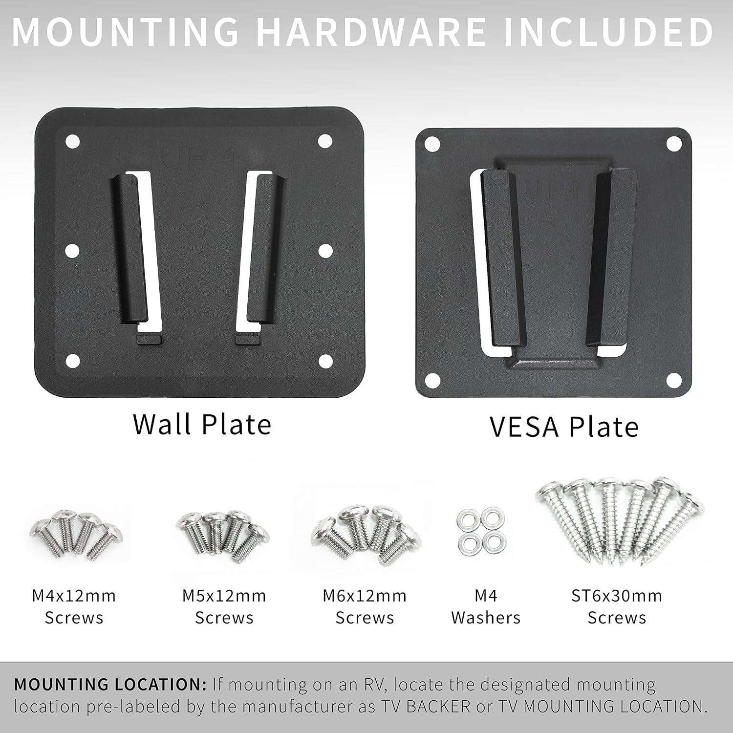 vivo-black-rv-tv-mount-for-screens-up-to-43-inches-mount-vwrv1-anti-rust-quick-release-plastic-polymer-mount-low-profile-wall-bracket-for-camping-vesa-100x100mm-holds-30-lbs
