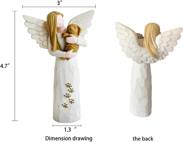 Dog Memorial Gifts for Loss of Dog, Pet Memorial Gifts, Resin Angel Statues,Sculpting Angels，Pet Sympathy Gifts(White)3