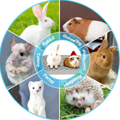 Kathson Rabbit Litter Box, Bunny Potty Trainer Tray Guinea Pig Litter Box with Grid, Small Animal Toilet for Bunny Guinea Pigs Ferret Cats Chinchilla (Grey, Large)7