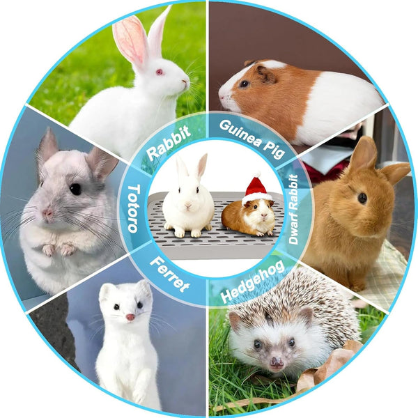 Kathson Rabbit Litter Box, Bunny Potty Trainer Tray Guinea Pig Litter Box with Grid, Small Animal Toilet for Bunny Guinea Pigs Ferret Cats Chinchilla (Grey, Large)7