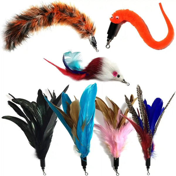 Pet Fit for Life 5 Piece Replacement Pack of Worms for Cat and Kitten Toy | Replacement for Interactive Wand & Catch Wand with 5 Assorted Soft Squiggly Worm Attachments. Easy Storage after Play.9