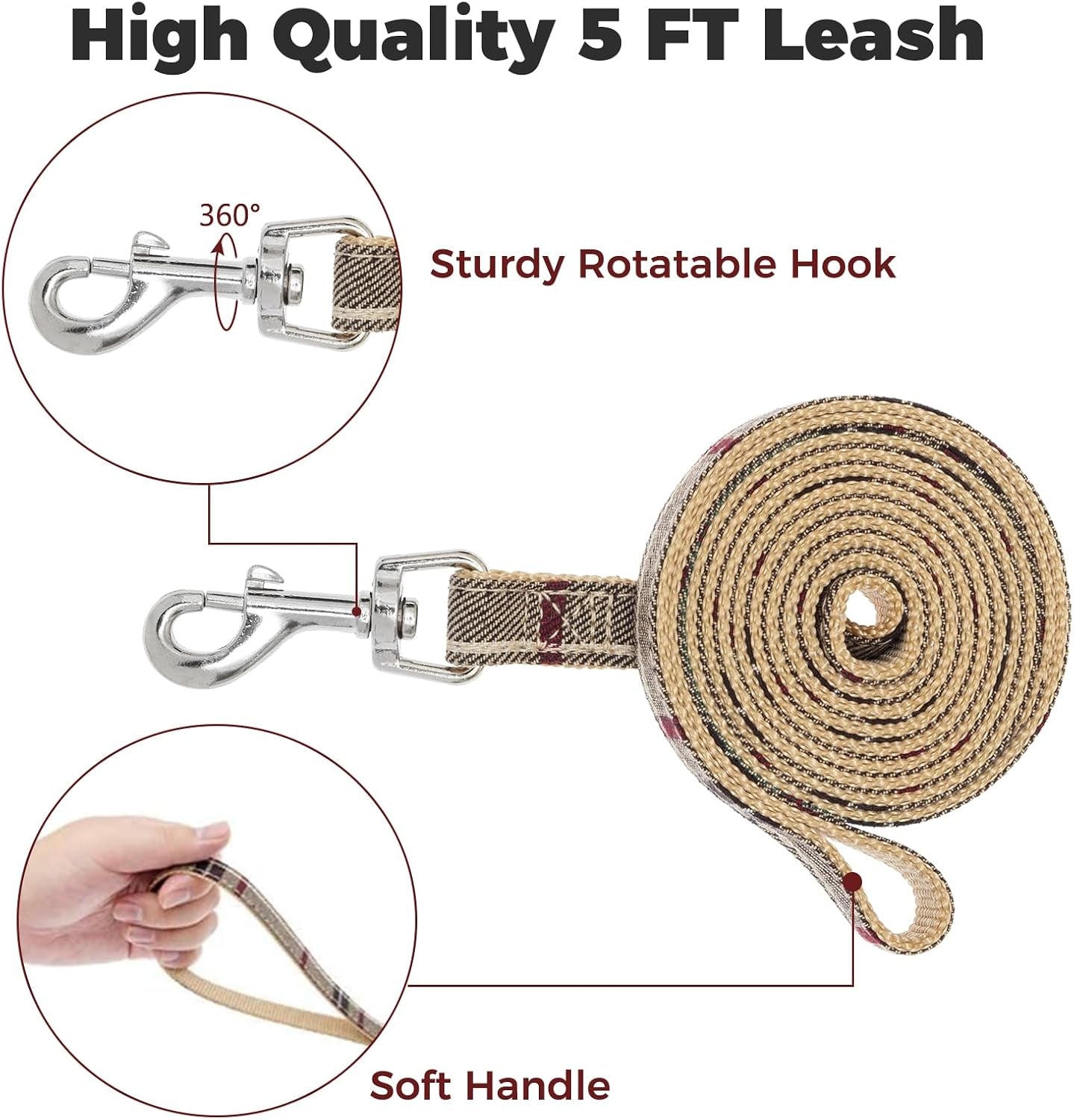 bingpet-dog-harness-collar-leash-set-adjustable-no-pull-escape-proof-small-dog-harness-classic-plaid-puppy-harness-and-leash-set-for-small-medium-large-dogs-training-easy-walk-runningbeige-s