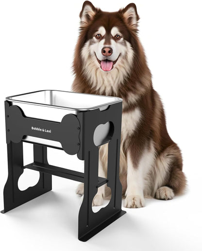 Bobbie & Laxi 14" Elevated Dog Water Bowl, 2.4 Gal Stainless Steel Bowl | Reduces Neck & Joint Strain for Large or Senior Dogs; Rust-Resistant Steel Bowl, Iron Stand9