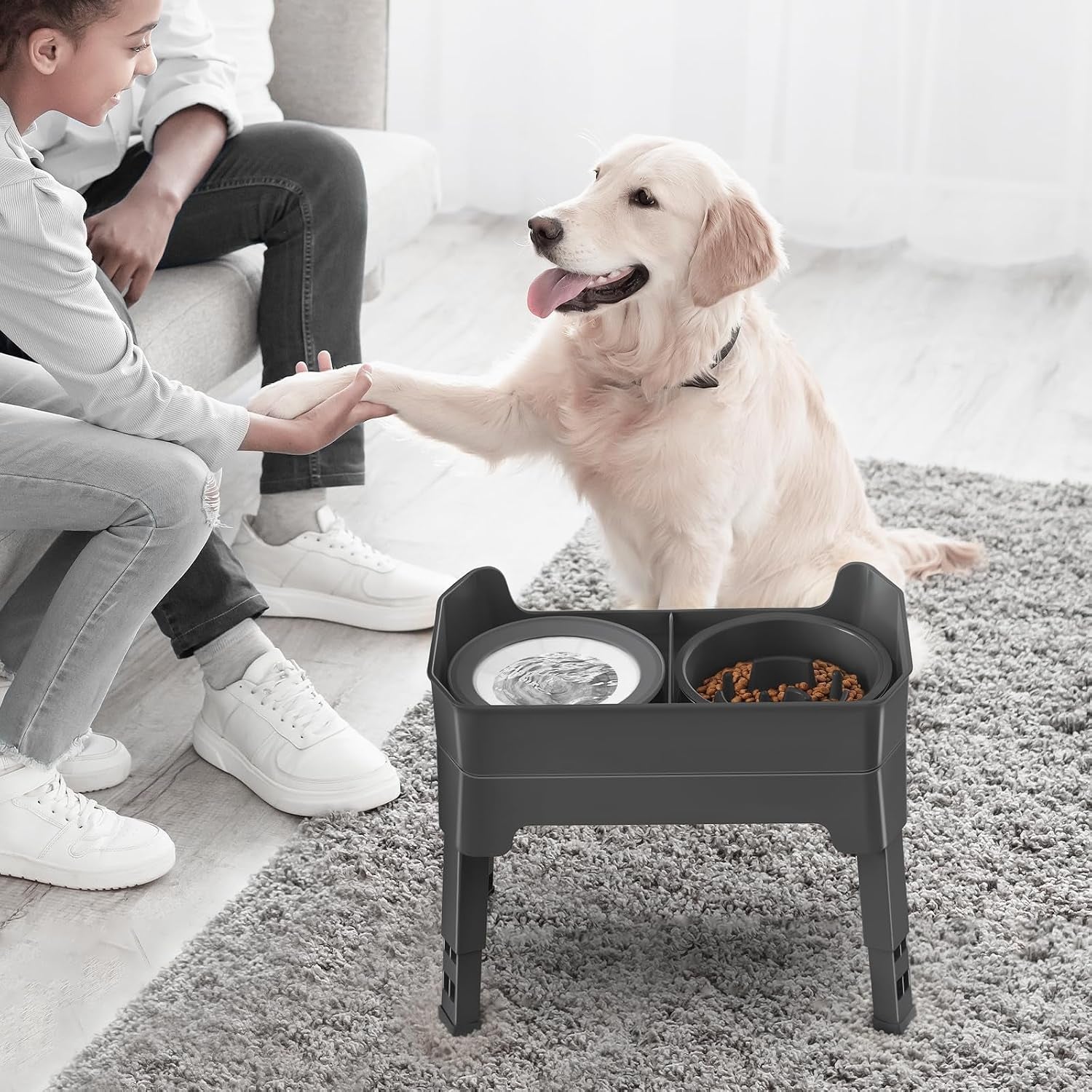 4-in-1-elevated-slow-feeder-dog-bowls-4-height-adjustable-mess-proof-raised-dog-bowl-stand-with-no-spill-dog-water-bowl-stainless-steel-dog-food-bowl-slow-feeder-for-large-medium-small-dogs-pets