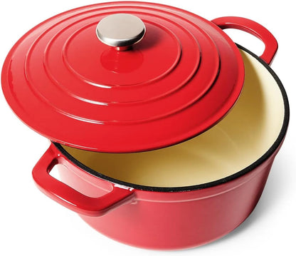 Sur La Table Enameled Cast Iron round Dutch Oven, 5 Qt, Red1