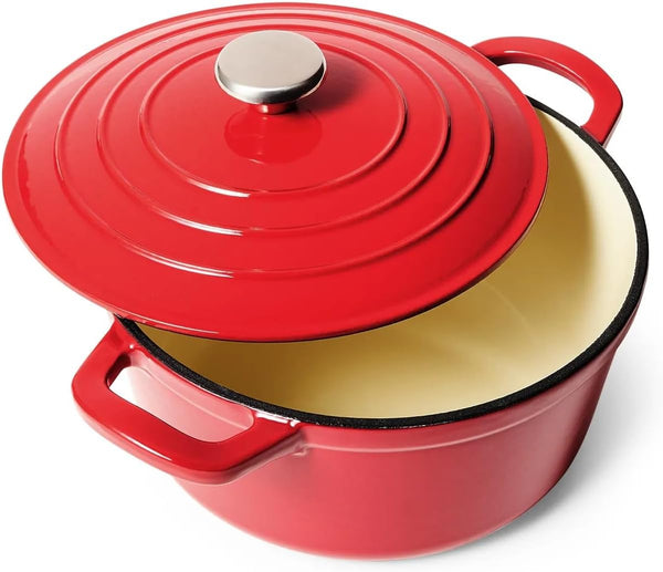 Sur La Table Enameled Cast Iron round Dutch Oven, 5 Qt, Red1