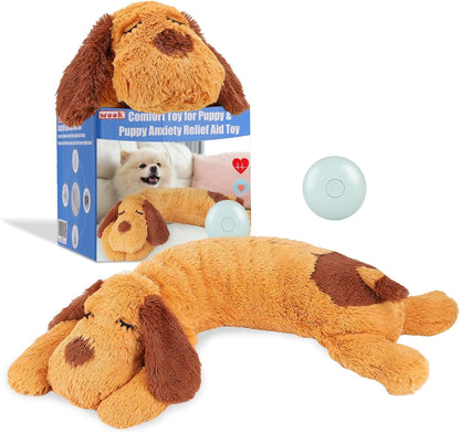 WEOK Heartbeat Puppy Toy, Comfort Cuddler Pillow, Dog Anxiety Relief Calming Aid,Heartbeat Stuffed Toy for Dogs,Puppy Heartbeat Toy Sleep Aid,Dog Heartbeat Toy for Pet1