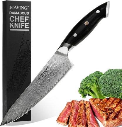 8 Inch Chef Knife, Japanese-Style VG10 Damascus Kitchen Knife, 67-Layer Forged Blade with Black Wood Handle, Razor Sharp Cooking Knife for Meat, Vegetables & Fruit1