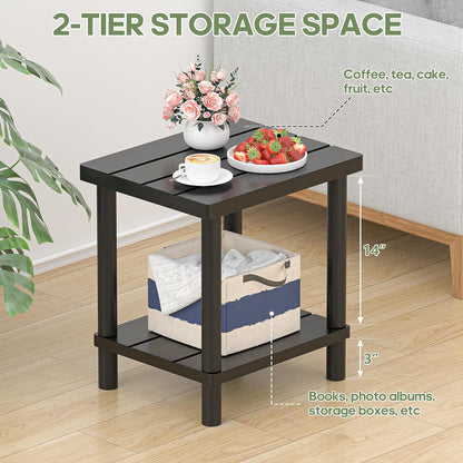 Outdoor Side Table with 2-Tier, Bamboo Small Patio Adirondack Tables | Black,Easy Assembly,Easy Maintenance,Weather Resistant,Indoor,Outdoor,Patio,Pool,Porch3
