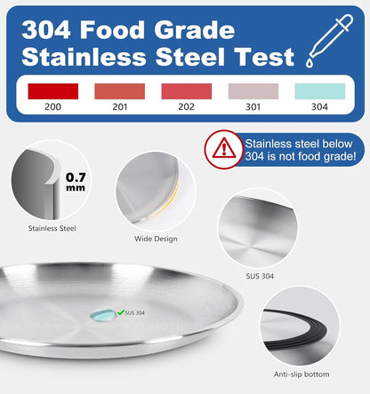 Supet Cat Plates Whisker Friendly, Non Slip Dish for Wet Food, Shallow Wide Flat Bowls Stainless Steel Metal for Indoor Cats, Kitten, Small Dog (13Oz, 4Pcs)4