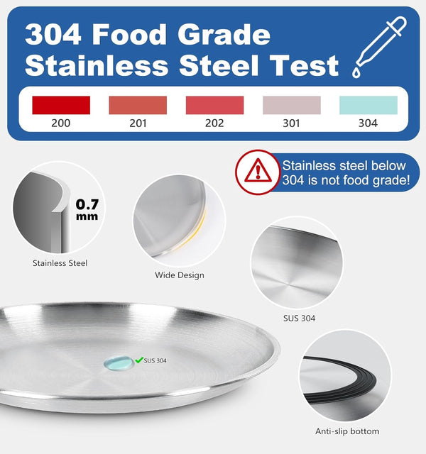 Supet Cat Plates Whisker Friendly, Non Slip Dish for Wet Food, Shallow Wide Flat Bowls Stainless Steel Metal for Indoor Cats, Kitten, Small Dog (13Oz, 4Pcs)4