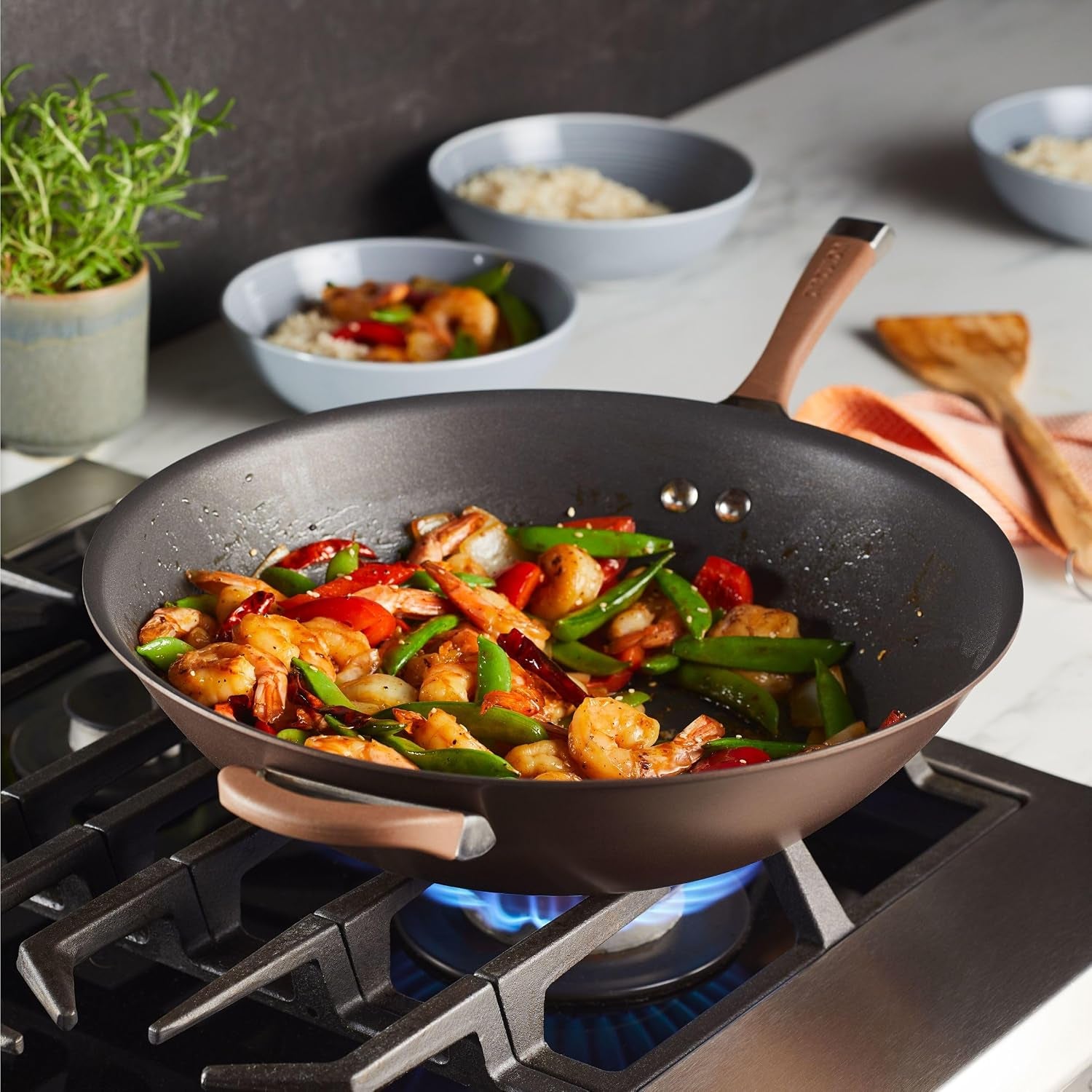 symmetry-hard-anodized-nonstick-stir-fry-wok-pan-with-helper-handle-14-inch-chocolate