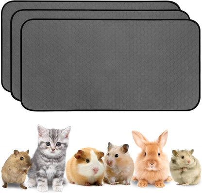 2 Pack Guinea Pig Cage Liners, Washable Guinea Pig Pee Pads Waterproof Reusable & anti Slip Guinea Pig Bedding Fast and Super Absorbent Pee Pad Tarp Bottom for Small Animals (Dark Grey 24" X 47")10