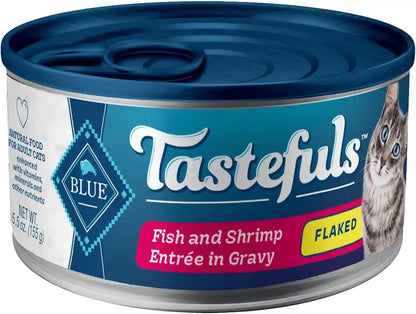 Blue Buffalo Tastefuls Flaked Adult Wet Cat Food Variety Pack (Tuna, Chicken, Fish & Shrimp), Natural Ingredients Enhanced with Vitamins, Minerals & Other Nutrients, 3-Oz. Each (12 Cans)14