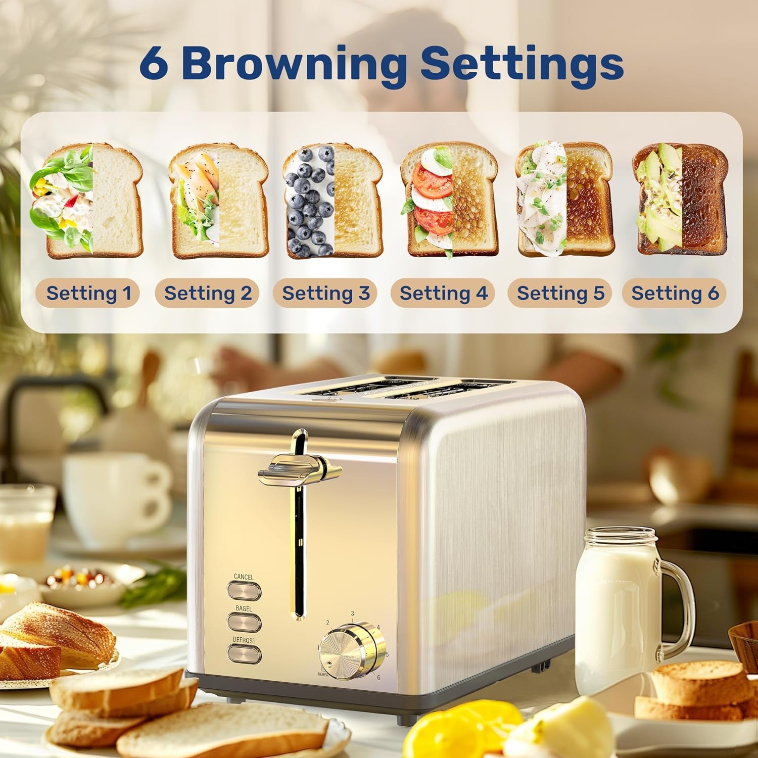 stainless-steel-toaster-2-slice-with-extra-wide-slot-removable-crumb-tray-6-shade-settings-and-bagel-defrost-cancel-functions-compact-oven-for-various-bread-waffle-silver-new