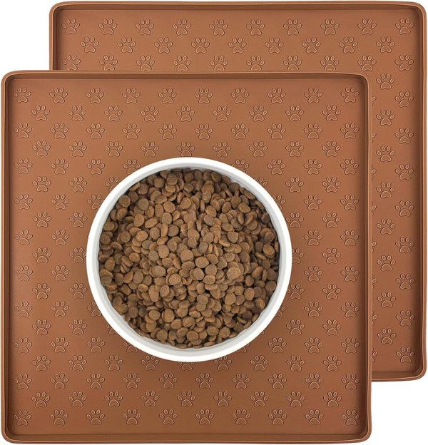 Ptlom Pet Placemat for Dog and Cat, Mat for Prevent Food and Water Overflow, Suitable for Small, Medium and Big Pet, 18" 12", Grey, Silicone63