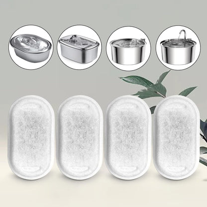 Cat Water Fountain Filters for 108/3.2L& 67Oz/2L Stainless Steel Pet Water Dispenser Fountain Filter Replacement with 8 Sponges (8 Filters&8 Sponges)8