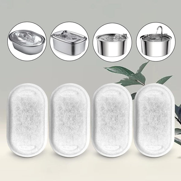 Cat Water Fountain Filters for 108/3.2L& 67Oz/2L Stainless Steel Pet Water Dispenser Fountain Filter Replacement with 8 Sponges (8 Filters&8 Sponges)8
