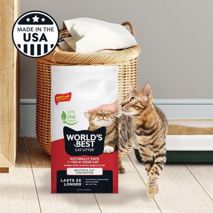 World'S Best Cat Litter, Multiple Cat, Unscented, Odor Control, 15 Lb Bag | Controls Tough Multi-Cat Odors and Lasts 2X Longer; Natural Corn Litter, Quick Clumping, Flushable, 99% Dust Free5