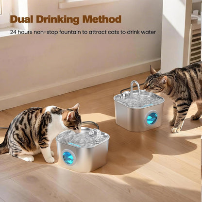 Cat Water Fountain Stainless Steel: Pet Fountains for Cats/Dog Indoor Automatic Waterer Bowls for Drinking Small Animal Water Dispenser Metal Pets Watering Faucet Bottle Auto Kitty Watering Supplies7
