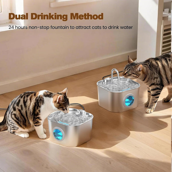Cat Water Fountain Stainless Steel: Pet Fountains for Cats/Dog Indoor Automatic Waterer Bowls for Drinking Small Animal Water Dispenser Metal Pets Watering Faucet Bottle Auto Kitty Watering Supplies7
