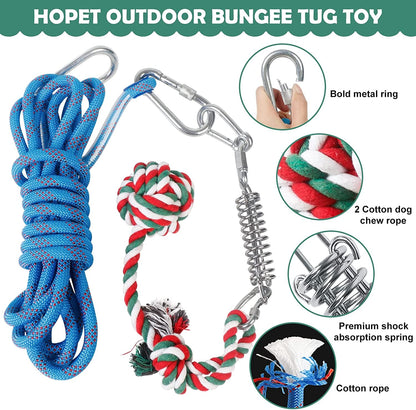 HOPET Dog Outdoor Bungee Hanging Toy, Tether Tug of War Toys for Medium to Large Dog to Exercise, Durable Interactive Tug Toy, Dog Rope Toys8