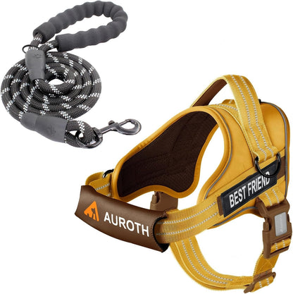AUROTH Dog Harness and Leash Set, Soft Padded Service Dog Vest with 5.25FT Dog Leash, No Choke, Easy on Pet Vest, Adjustable Reflective No Pull Pet Vest Medium Sized Dog, Easy Walking and Training11