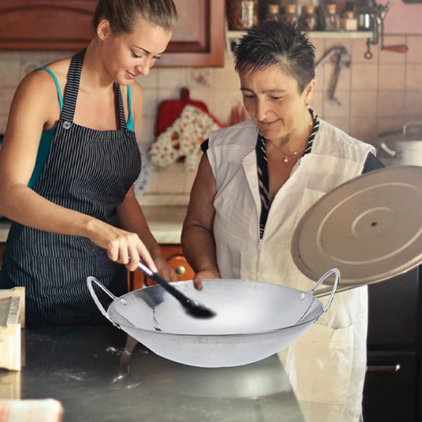 Metal Wok Pan Kitchen 2Pcs Stainless Steel Wok Pans Small Stir Frying Pan with Double Handle Nonstick Deep Cooking Pot for Induction Electric Gas Stoves 8Inch Stir Fry Wok3