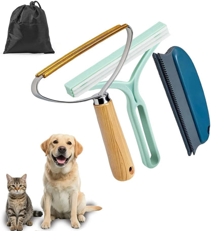 Qbily Pet Hair Remover 2Nd Gen (3 Pack) - Reusable Lint Removal Tool for Couch, Carpets, Cat Trees, Car Mats, Furniture, Clothes, Pet Houses, Dog & Cat Hair Scraper Tool with Storage Bag1
