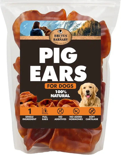 BRUTUS & BARNABY Whole Pig Ears for Dogs, 12 Ct. – All-Natural Single Ingredient Dog Chews, Slow Cooked & Fully Digestible Rawhide Alternative1