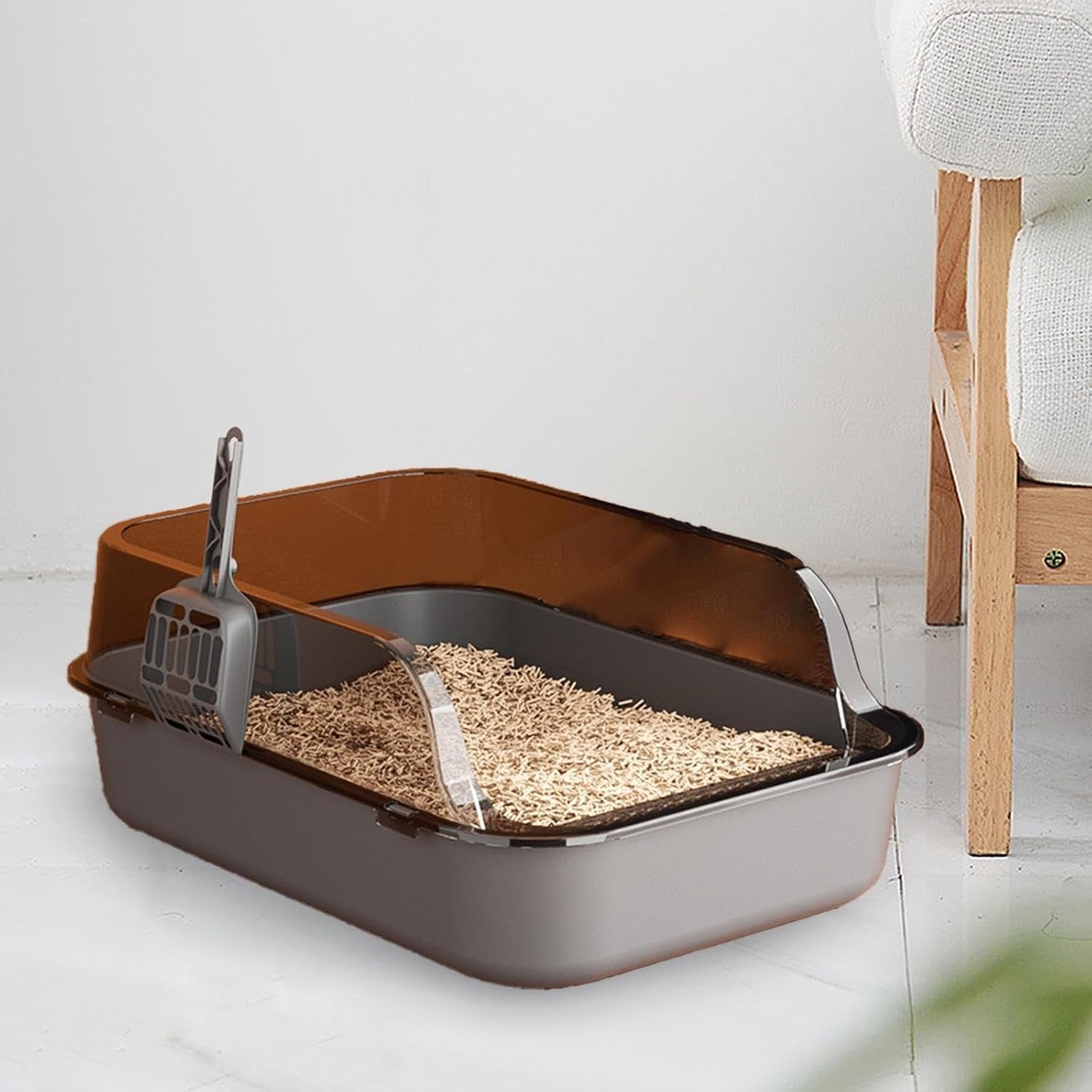 open-litter-box-semi-enclosed-cat-toilet-sand-box-bedpan-container-for-indoor-cats-and-young-kittens-gray