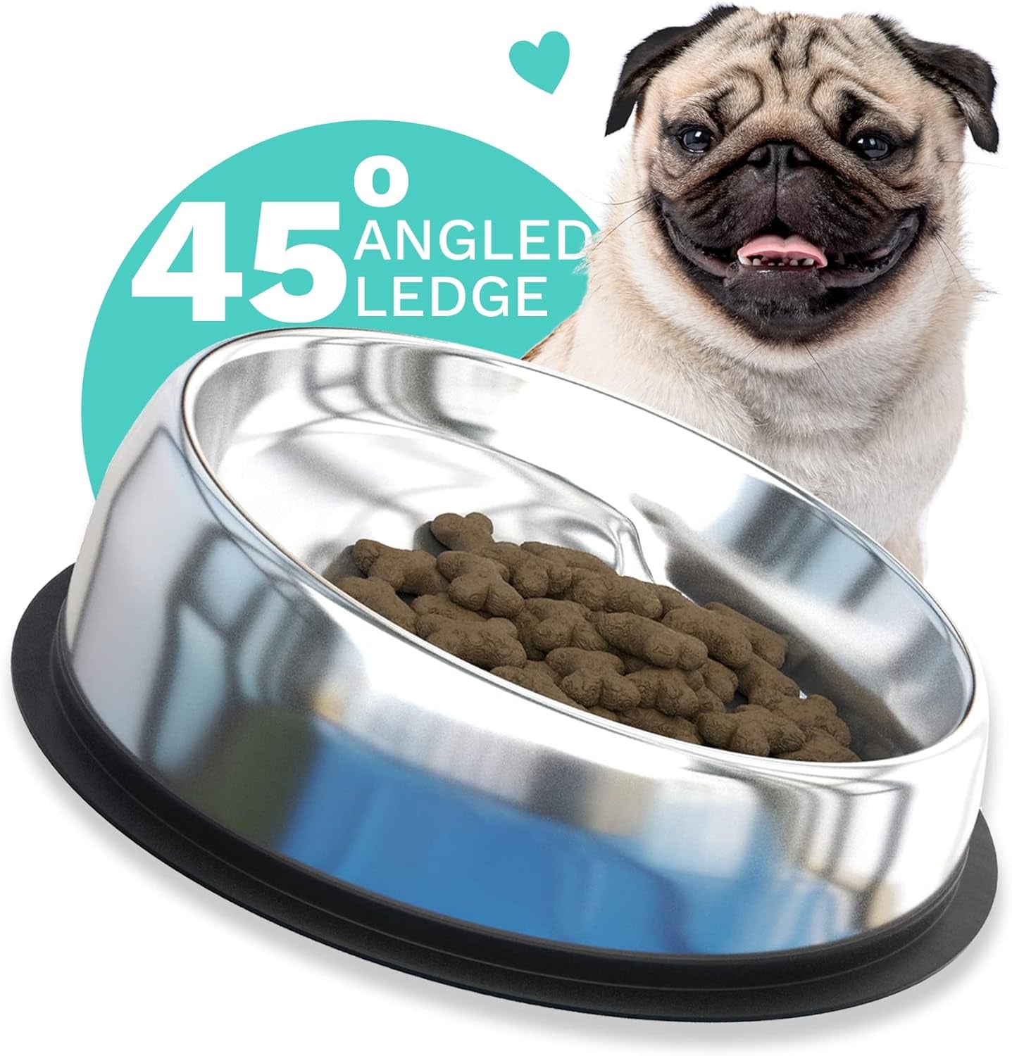 enhanced-pet-bowl-stainless-steel-slanted-dog-bowl-with-raised-ridge-for-flat-faced-dog-breeds-or-cats-food-grade-non-slip-no-spill-bowl-for-dogs-less-mess-less-gas-and-better-digestion-small