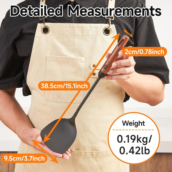 Carbon Steel 13.4" Woks with Traditional Iron Spatula9