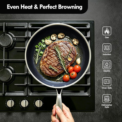 3Pcs,Stainless Steel Pots and Pans Set Non Stick Ceramic Cookware Set,1.5Qt+7.87In Non-Toxic Kitchen Cooking Set, Compatible Gas,Induction Dishwasher Safe (PFOS, PFOA Free) 3PCS Set9