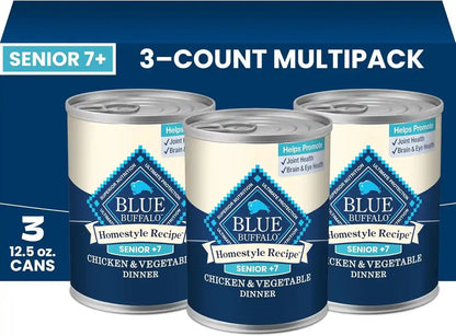 Blue Buffalo Homestyle Recipe Chicken & Vegetable Dinner Paté Natural Wet Dog Food for Senior 7+ Dogs, Made with Natural Ingredients, Vitamins & Minerals, 12.5-Oz. Can (12 Count)14