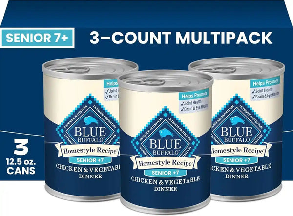 Blue Buffalo Homestyle Recipe Chicken & Vegetable Dinner Paté Natural Wet Dog Food for Senior 7+ Dogs, Made with Natural Ingredients, Vitamins & Minerals, 12.5-Oz. Can (12 Count)14